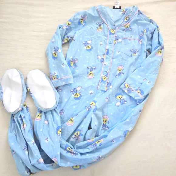Vintage Y2k Tweety Adult Footed Pajamas Baby Womens Mens Medium - Picture 1 of 11